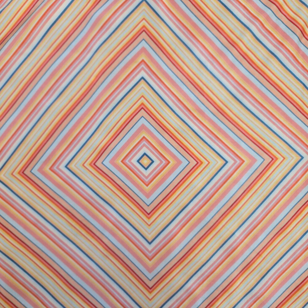 Colorful Silk Square Scarf Neckerchief Diamond Stripes Hand Rolled Edges - Picture 5 of 7